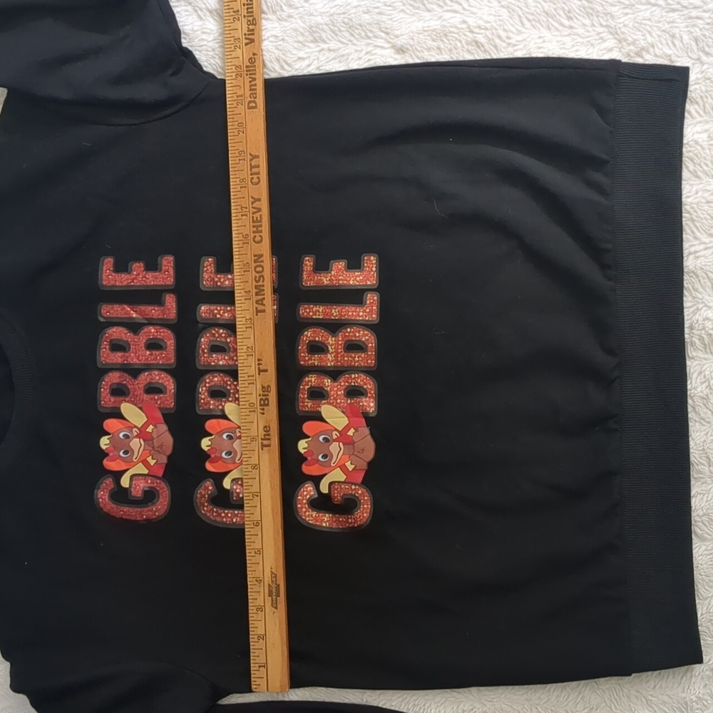 Thanksgiving Black Gobble Gobble Turkey Sweatshirt Sz S View 6